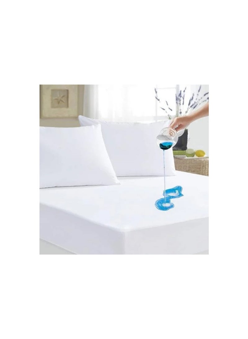 توين |  واقي مرتبة سرير مخمل ذو حواف مطاطية مقاس  120*200  سم  لون أبيض