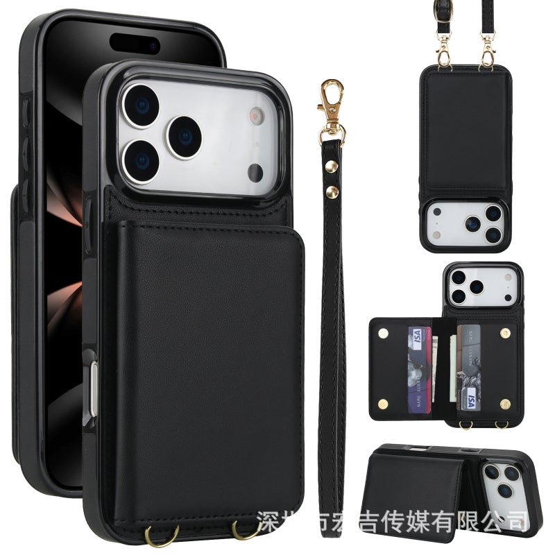 غطاء واقي بTPU باللون أسود بوظيفة حامل من مادة TPU لـ iPhone 13 مع حامل قائم وحامل بطاقات مع مقاوم للصدمات مع حماية من السقوط سهل الحمل للتخزين العملي للمدرسة - Image 1