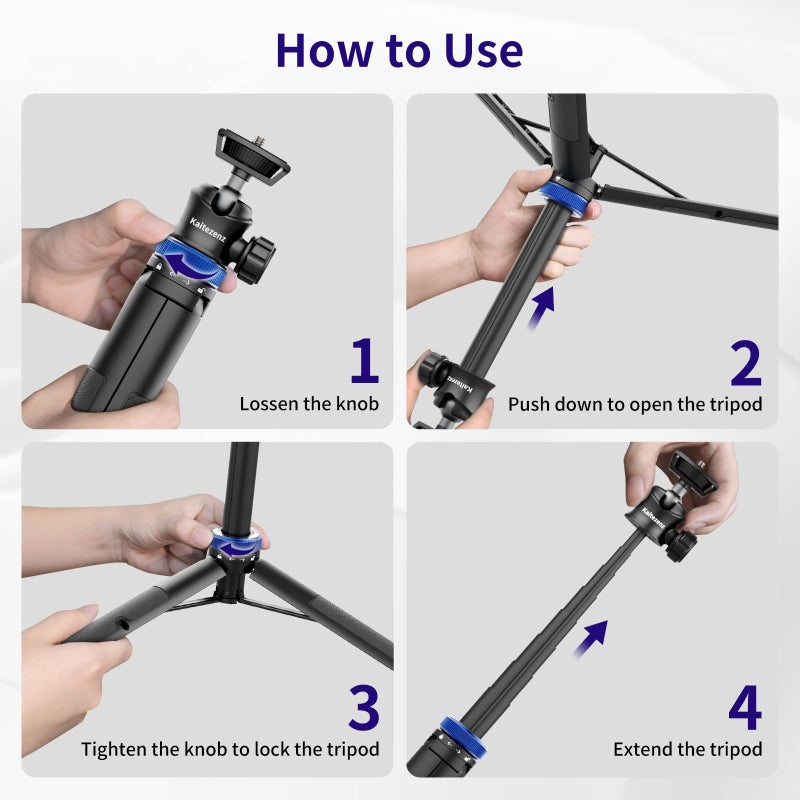 Kaitezenz Selfie Stick Tripod for Gopro Camera, 62" Extendable Tripod Stand with 360Â° Ball Head 1/4" Screw, Portable Lightweight Camera Tripod for Max Hero 13 12 11 10 DJI OSMO Pocket3 Action Camera - Image 3