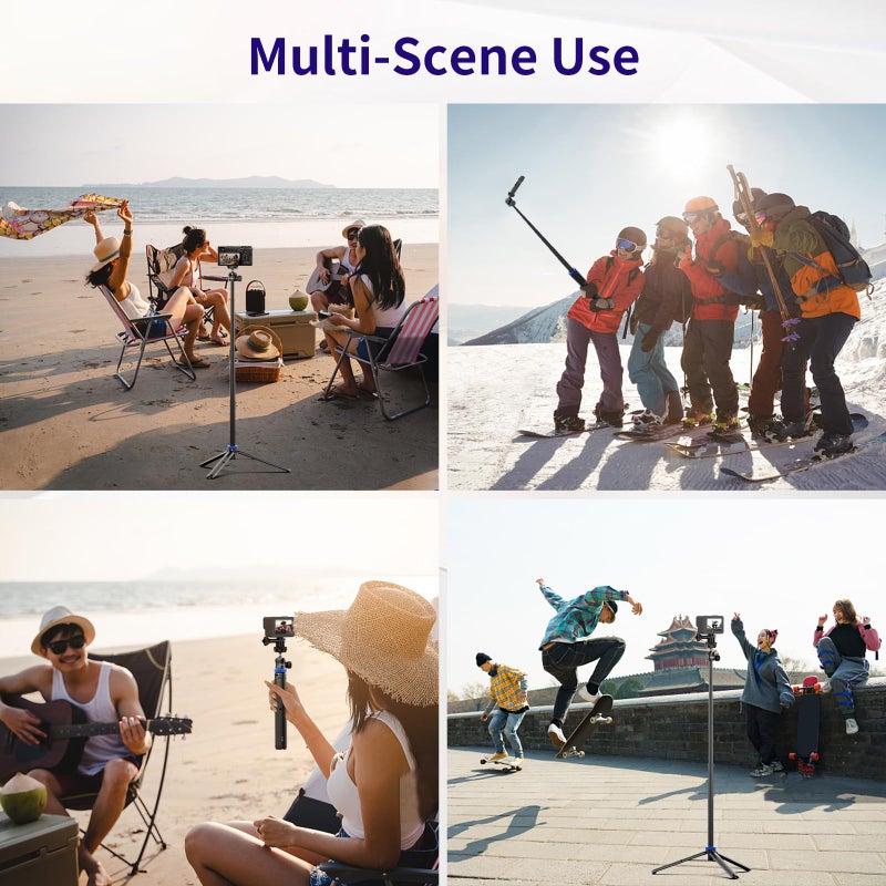 Kaitezenz Selfie Stick Tripod for Gopro Camera, 62" Extendable Tripod Stand with 360Â° Ball Head 1/4" Screw, Portable Lightweight Camera Tripod for Max Hero 13 12 11 10 DJI OSMO Pocket3 Action Camera - Image 4