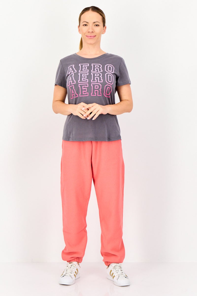 Aeropostale Women Sportswear Fit Short Sleeves Training T-Shirt, Grey - Image 4