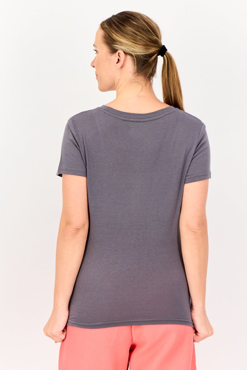 Aeropostale Women Sportswear Fit Short Sleeves Training T-Shirt, Grey - Image 2