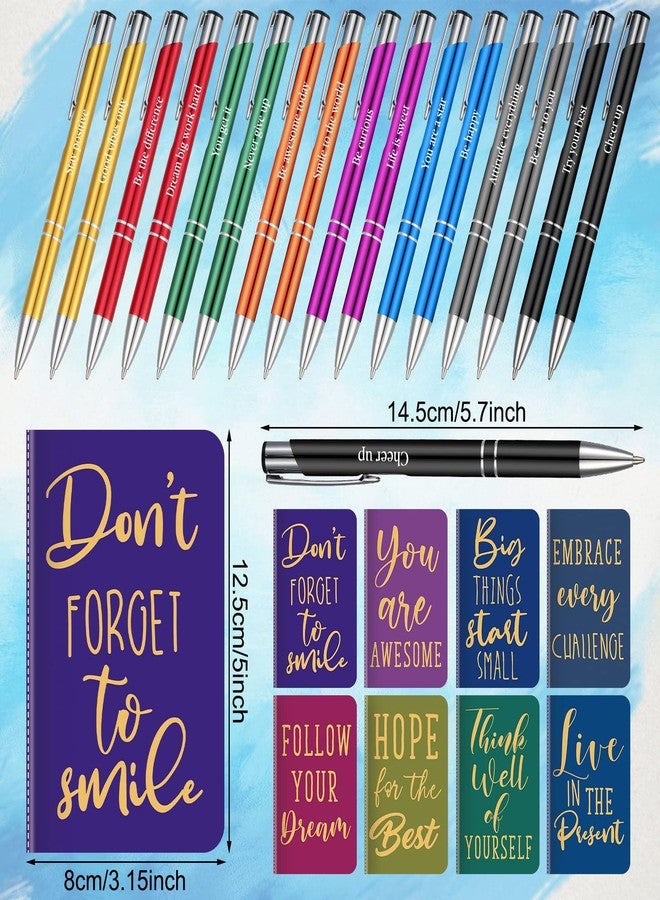 Funrous 32 Pcs Motivational Quote Pens Inspirational Notepads Mini Journal with Ballpoint Pen Small Notebooks Gift Set for Men Women Coworkers, Adult Party Favors Christmas Prizes Gift(Simple) - Image 2