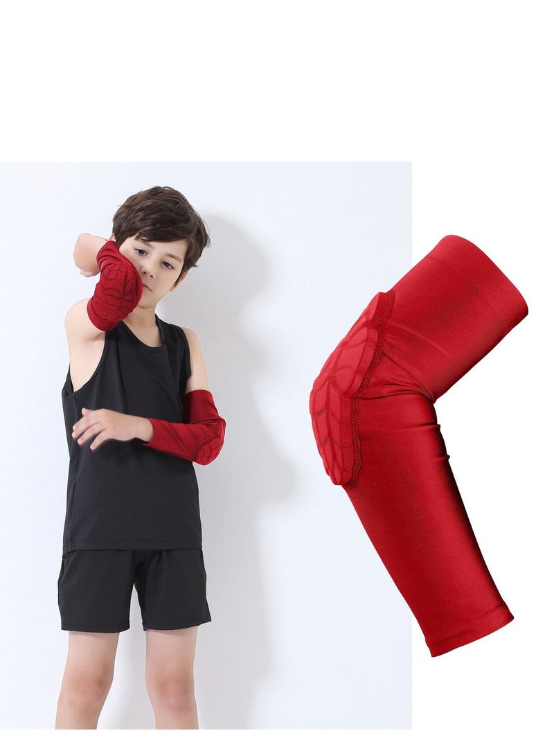 Loquat Kids Compression Elbow Sleeves Anti Slip Youth Elbow Support Elbow Pads Guards for Basketball Volleyball Skating YS  Red