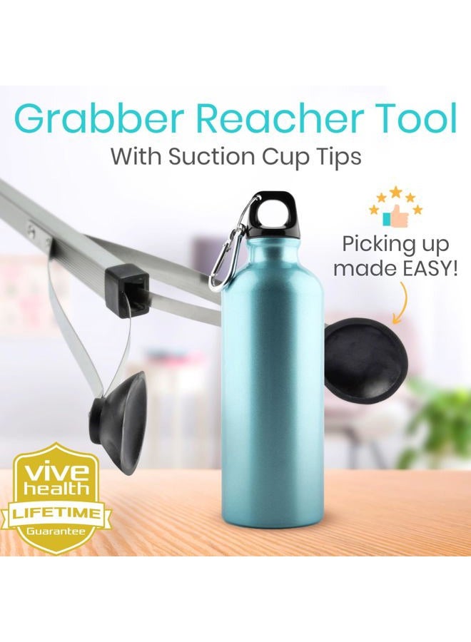 VIVE Suction Cup Grabber Reacher 32" - Elderly Grab It Reaching Pickup Tool Heavy Duty for Seniors - Trash, Sticks, Litter Picker Upper - Extra Long Reach Handle & Handy Extension Arm Claw - Image 2
