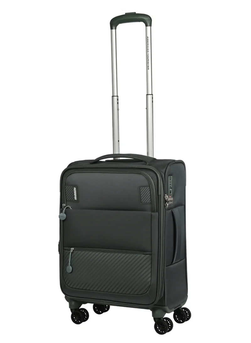 AMERICAN TOURISTER  Majoris + Suitcase, Cabin Size 59 cm, 4 Spinner Wheels, Soft Top, 100% Polyester, Balsam Green|TSA Combination Lock|Expandable - 3 Years International Warranty  | Best Price UAE