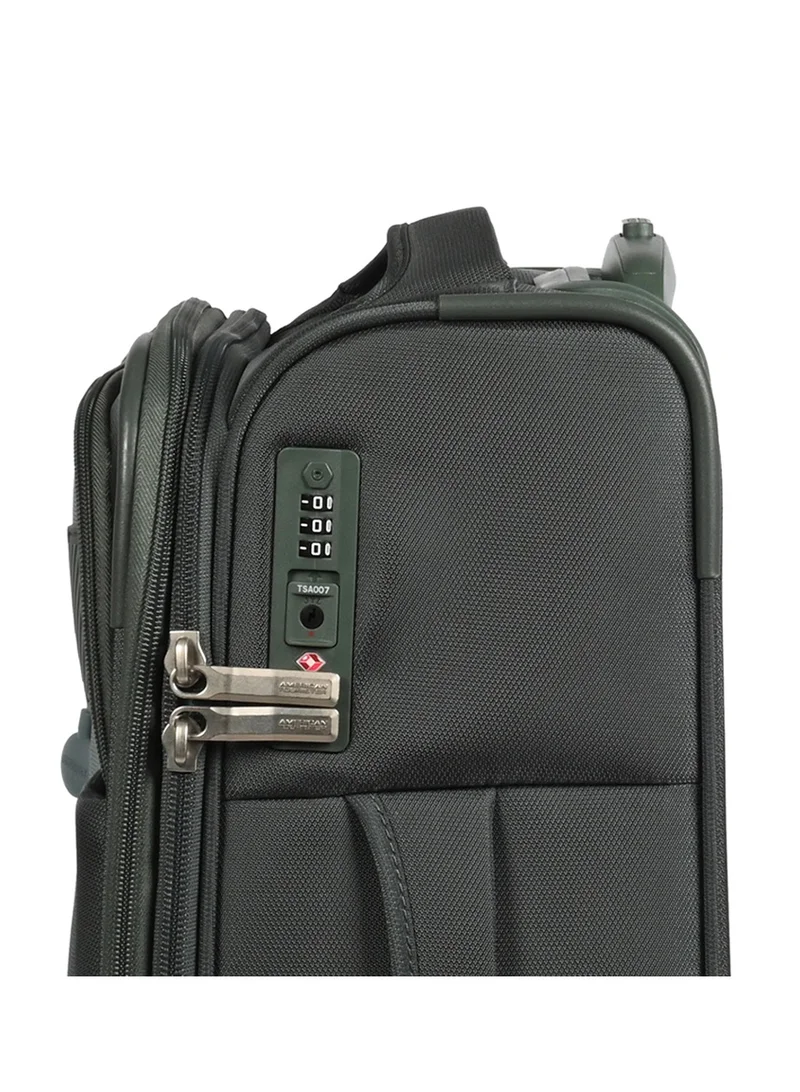 AMERICAN TOURISTER  Majoris + Suitcase, Cabin Size 59 cm, 4 Spinner Wheels, Soft Top, 100% Polyester, Balsam Green|TSA Combination Lock|Expandable - 3 Years International Warranty  | Best Price UAE
