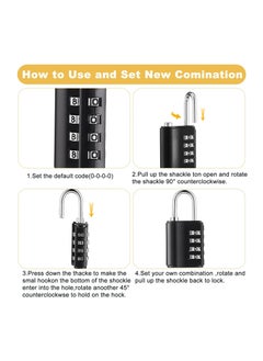 Generic 4 Pcs Combination Padlock, Digit Resettable Security Padlock with Keys, for School Sports Gym or Locker, Fence, Toolbox, Case, Hasp Storage and Employee Locker  - Image 3
