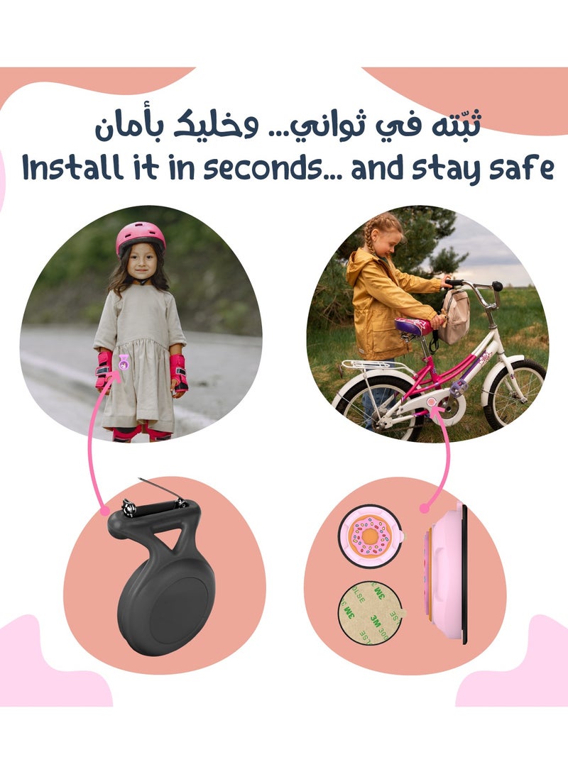 لوميف مجموعة تتبع ذكية للأطفال – ٢ أيرتاج بتقنية بلوتوث متوافقة مع ابل فايند ماي + ١ سوار سيليكون مقاوم للماء + ١ سوار نايلون خفيف الوزن مضاد للفقدان + ٢ حافظة سيليكون مع دبوس مخفي غير مرئي للأمان – ملائمة للأطفال والكبار من  الجنسين، تصاميم مرحة وآمنة(إشراق-Glowy) - Image 2