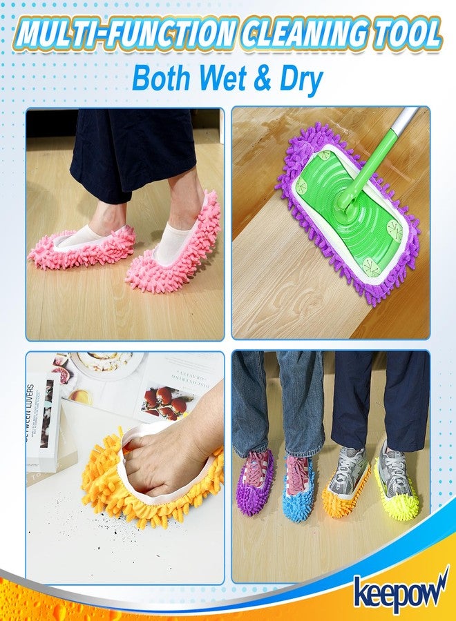 KEEPOW Mop Slippers Shoes Microfiber Floor Cleaning Tool House Mop Socks Shoe Cover Mopping Slippers Shoes Cover Soft Washable Reusable Foot Socks for Women Men Floor Cleaning Tool (5 Pairs) - Image 3