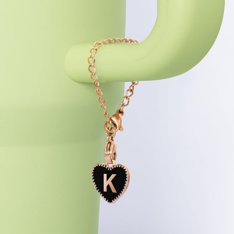 2-Piece Set Stanley Cup Handle Letter Character Accessories Popular Love Heart Letter Chain Name Id Letter Pendant - Image 4
