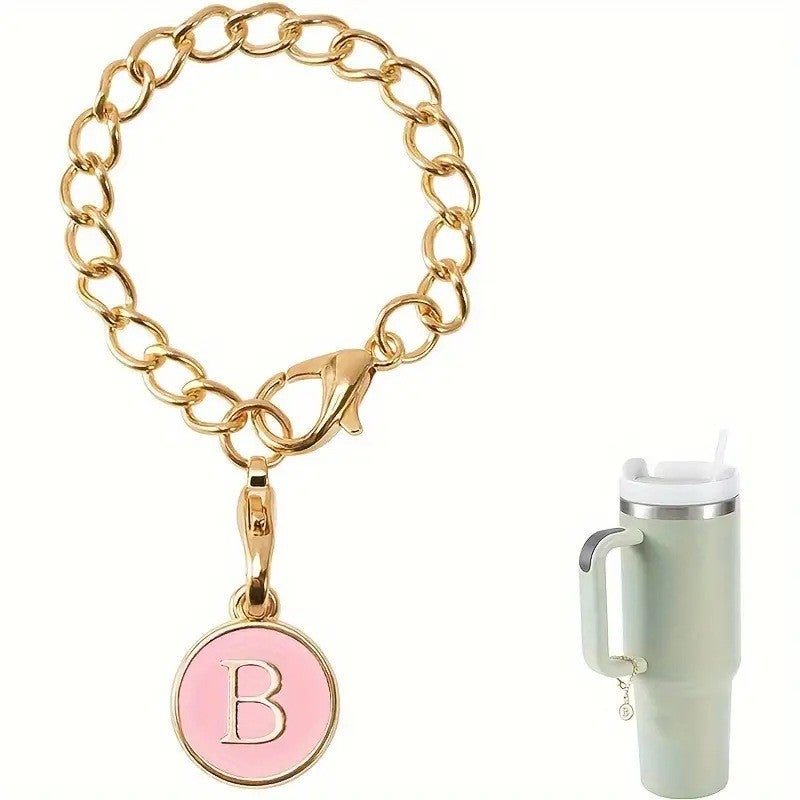 2-Piece Set Stanley Cup Handle Letter Character Accessories Popular Love Heart Letter Chain Name Id Letter Pendant - Image 1
