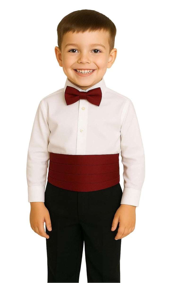 RR DESIGN Store RR DESIGN Boys' Formal Bow Tie and Cummerbund Set, Pre-tied Adjustable Design,Satin, Special Occasion Wear(Age - 5-14 years) - Image 2