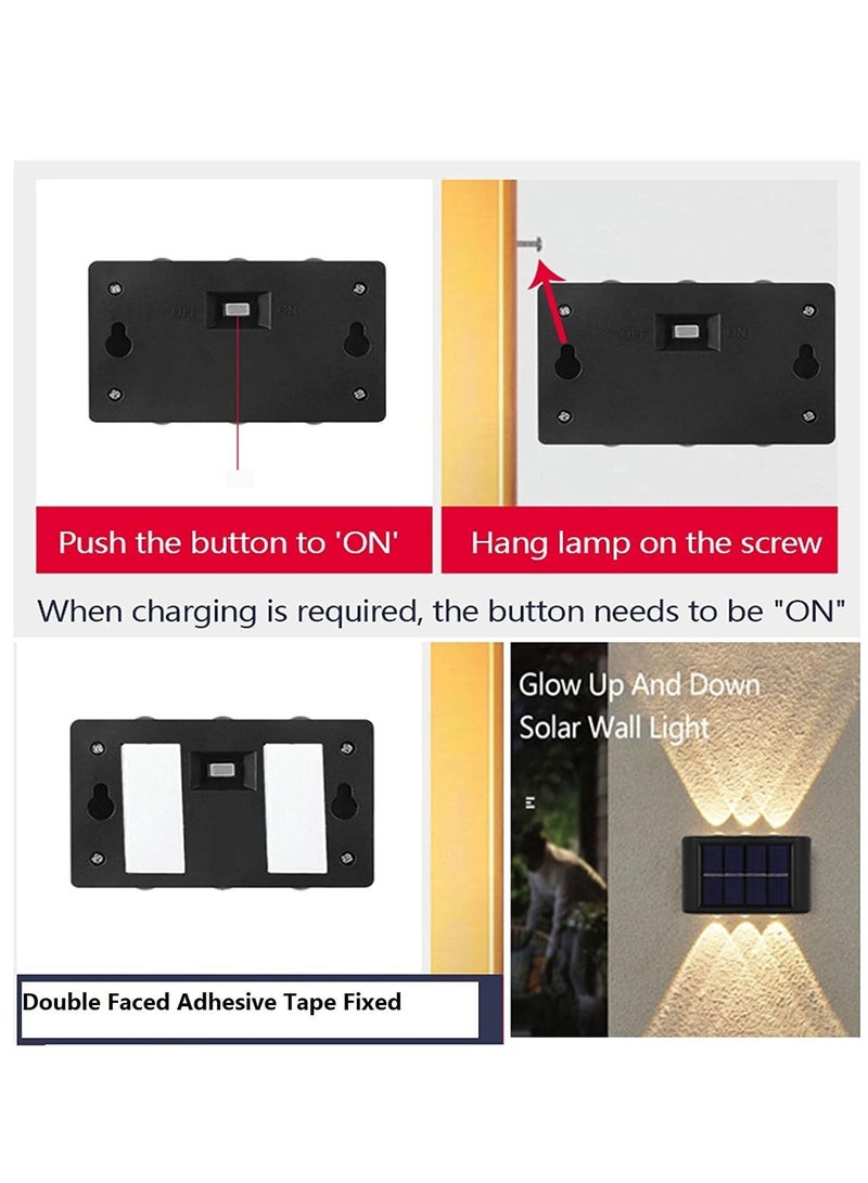 واي آند دي 4 حزمة 6 حبات ضوء LED الطاقة الشمسية في الهواء الطلق ماء دافئ الجدار مصباح مضاءة الفناء والحديقة - Image 5