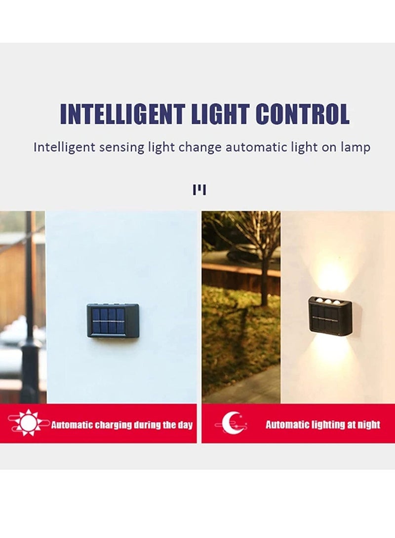 واي آند دي 4 حزمة 6 حبات ضوء LED الطاقة الشمسية في الهواء الطلق ماء دافئ الجدار مصباح مضاءة الفناء والحديقة - Image 4