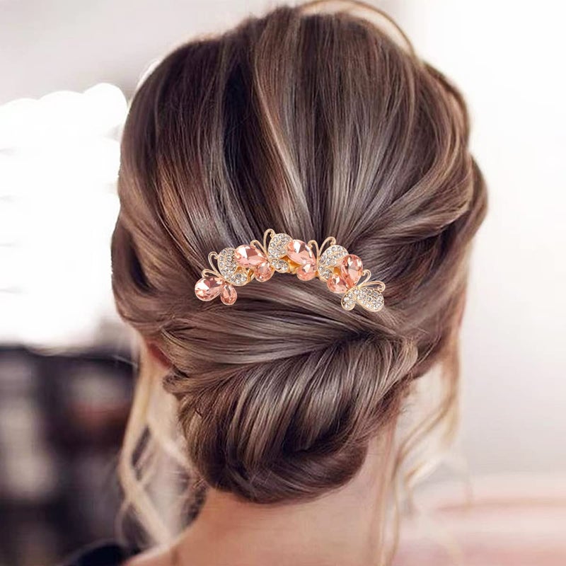 MIKIMIQI Pearl Rhinestones Hair Accessories - Crystals Butterfly Hair Fork Clips for Updo Buns, Decorative French Twist Hair Pins, Vintage Styling Combs for Women and Girls - Hair Styling Accessories - Image 3