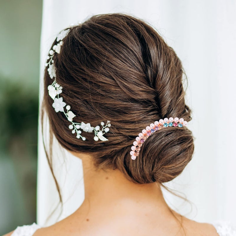 MIKIMIQI Pearl Rhinestones Hair Accessories - Crystals Butterfly Hair Fork Clips for Updo Buns, Decorative French Twist Hair Pins, Vintage Styling Combs for Women and Girls - Hair Styling Accessories - Image 4