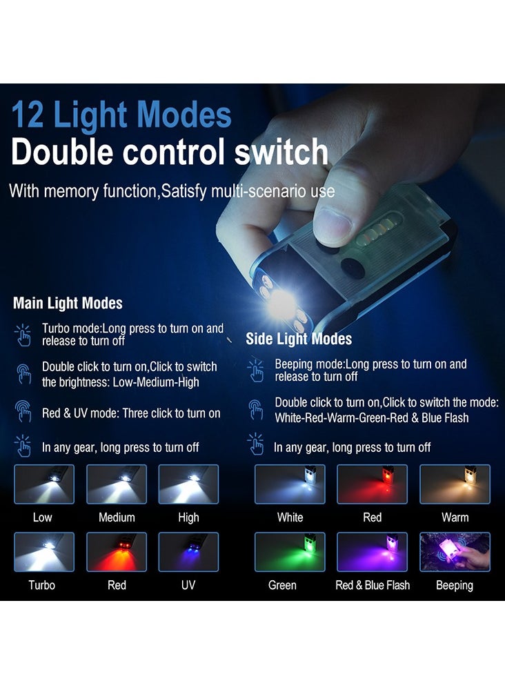 BORUIT - V30 LED Keychain EDC Fluorescence Flashlight Clip Warm Work Light Type-C Rechargeable Torch Magnet Camping Pocket Lantern (white) - Image 1