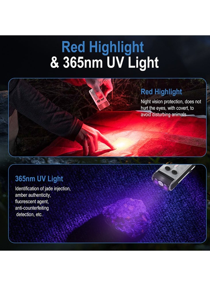 BORUIT - V30 LED Keychain EDC Fluorescence Flashlight Clip Warm Work Light Type-C Rechargeable Torch Magnet Camping Pocket Lantern (white) - Image 1