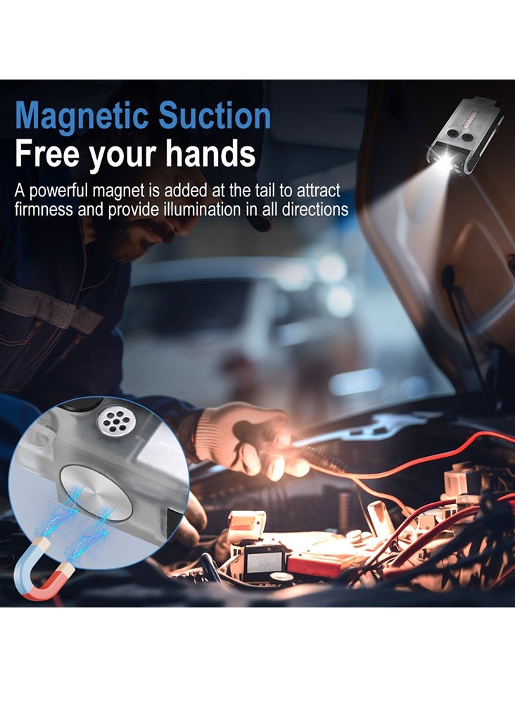 BORUIT - V30 LED Keychain EDC Fluorescence Flashlight Clip Warm Work Light Type-C Rechargeable Torch Magnet Camping Pocket Lantern (white) - Image 1