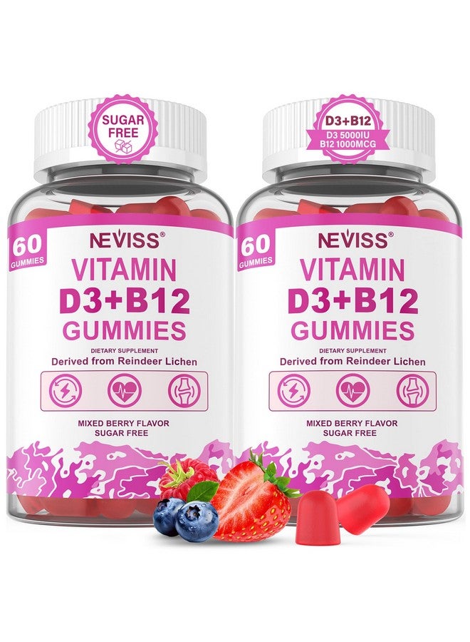 NEVISS 2Pack Vegan Vitamin D3 + Vitamin B12 Gummies, High Potency Vitamin D3 5000IU & 1000 mcg Methylated B12, Vitamin D3 and B12 for Adults, Support Bone Health, Immune & Energy Supplement, 120 Count - Image 1