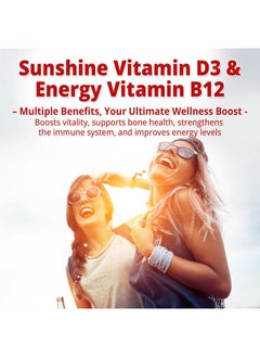 NEVISS 2Pack Vegan Vitamin D3 + Vitamin B12 Gummies, High Potency Vitamin D3 5000IU & 1000 mcg Methylated B12, Vitamin D3 and B12 for Adults, Support Bone Health, Immune & Energy Supplement, 120 Count  - Image 4