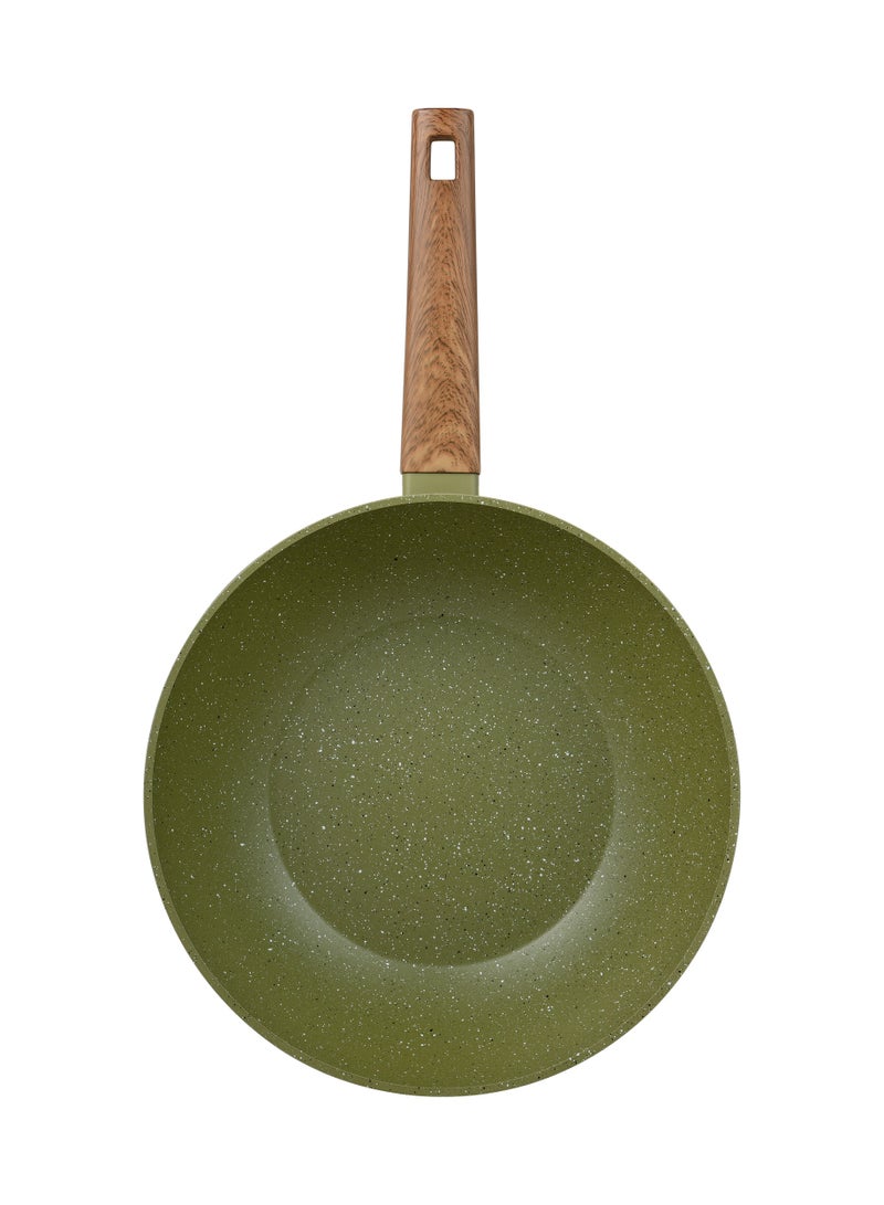BERGNER ACADIA FORGED ALUMINUM  WOK WITH LID 28CM WITH  INDUCTION BOTTOM, GREEN COLOR, BG56235GR  - Image 3