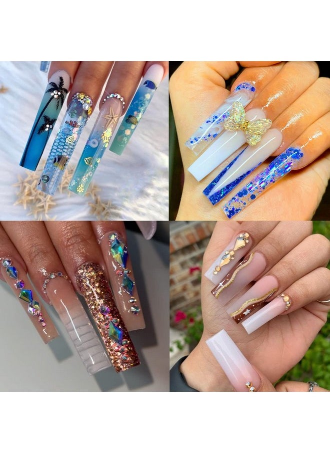 UNA GELLA UNA GELLA Full Cover Nail Tips Square Gel Nails 120 PCS No C Curve XXL Extra Long Straight Curved Fake Tapered For Acrylic Salon Home DIY with Box  - Image 1