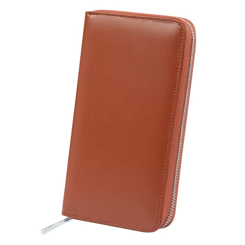 Cynure Women 36 Slots RFID Blocking Card Holder Large Long Leather Zipper Organizer Accordion Wallet,Brown - Image 3