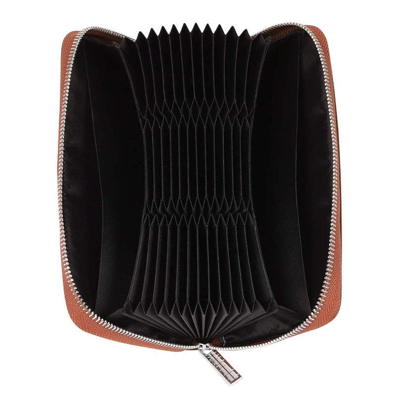 Cynure Women 36 Slots RFID Blocking Card Holder Large Long Leather Zipper Organizer Accordion Wallet,Brown - Image 1