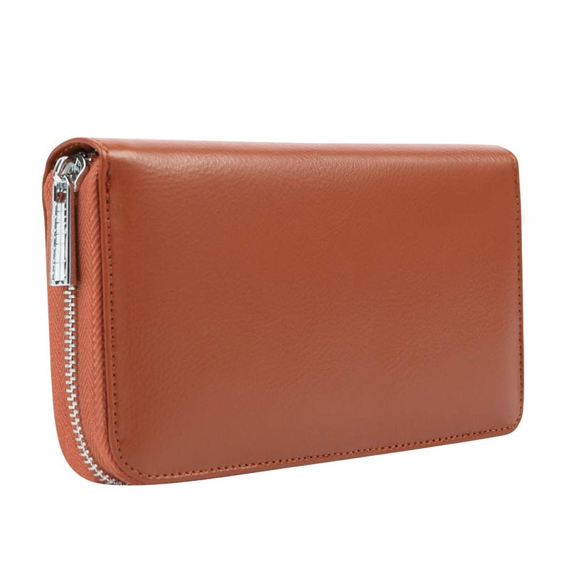 Cynure Women 36 Slots RFID Blocking Card Holder Large Long Leather Zipper Organizer Accordion Wallet,Brown - Image 4