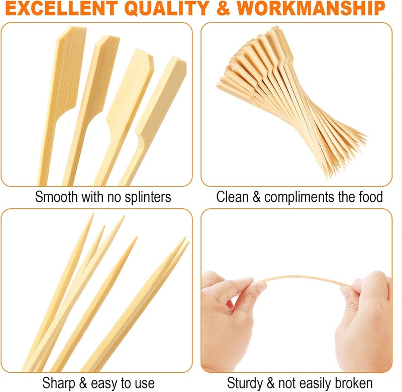 DOUDOULE 1000PCS Bamboo Skewers for Appetizers, [6 Inch] Long Cocktail Picks Fancy Toothpicks for Appetizers, Flat Paddle Wooden Skewers Food Sticks for Party Drinks Fruit BBQ, Charcuterie Boards Accessories - Image 3