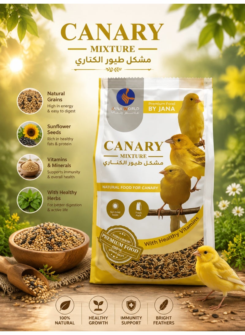 World Canary Mixture Bird Food – Premium Seed Blend for Canaries – Natural Grains, Sunflower Seeds & Vitamins – Complete Daily Nutrition – 1kg