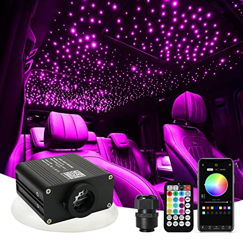 AMKI Upgraded 16W Starlight Headliner Kit TwinkleSound Activated 600pcs 003in 98ft Cable Fiber Optic Light APPRemote Control for Car Home Star Ceiling Decoration