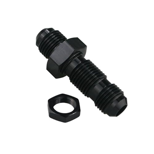caqeg 10AN Male Flare Straight Bulkhead Fitting Adapter with 10AN Nut Aluminum Black Hard Hex Anodized Connector - Image 1