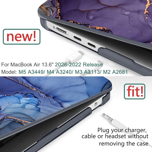DONGKE for MacBook Air 13 Inch Case M5 2026 M4 2025 M3 M2 20242022 A3449 A3240 A3113 A2681 Plastic Hard Shell Keyboard Cover Screen Film for MacBook Air 136 Inch Case Abstract Marble - Image 3