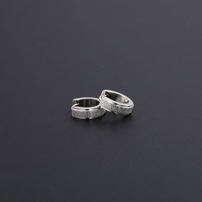 Korean Trendy Hip Hop Mens Hoop Earrings X013-B matte silver 