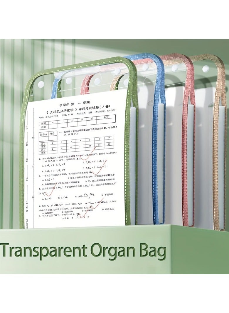 4pc Durable A4 13-Pocket Expanding File Folder, Organ bag, Thickened PVC transparent, Organizer for Student Papers & Documents, for storing student test papers and data files - Image 3