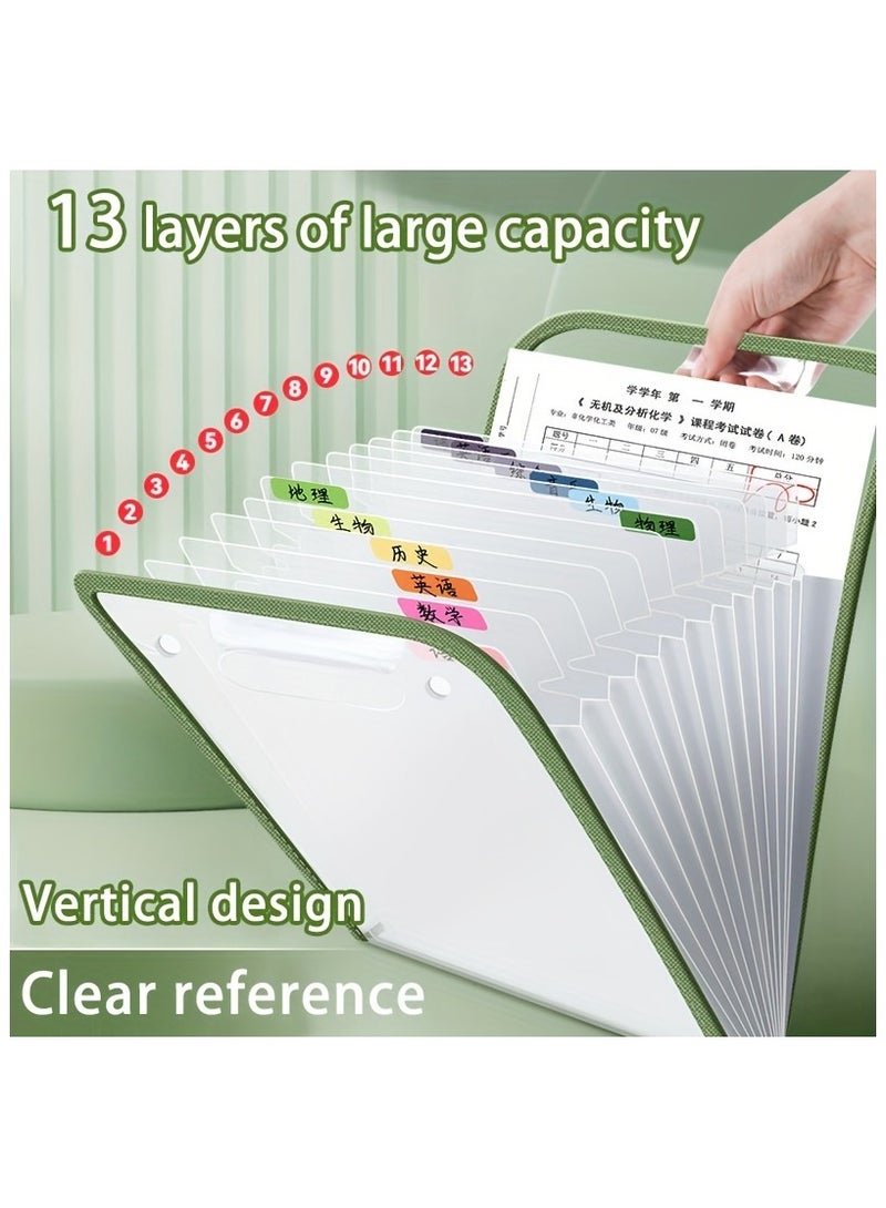 4pc Durable A4 13-Pocket Expanding File Folder, Organ bag, Thickened PVC transparent, Organizer for Student Papers & Documents, for storing student test papers and data files - Image 4