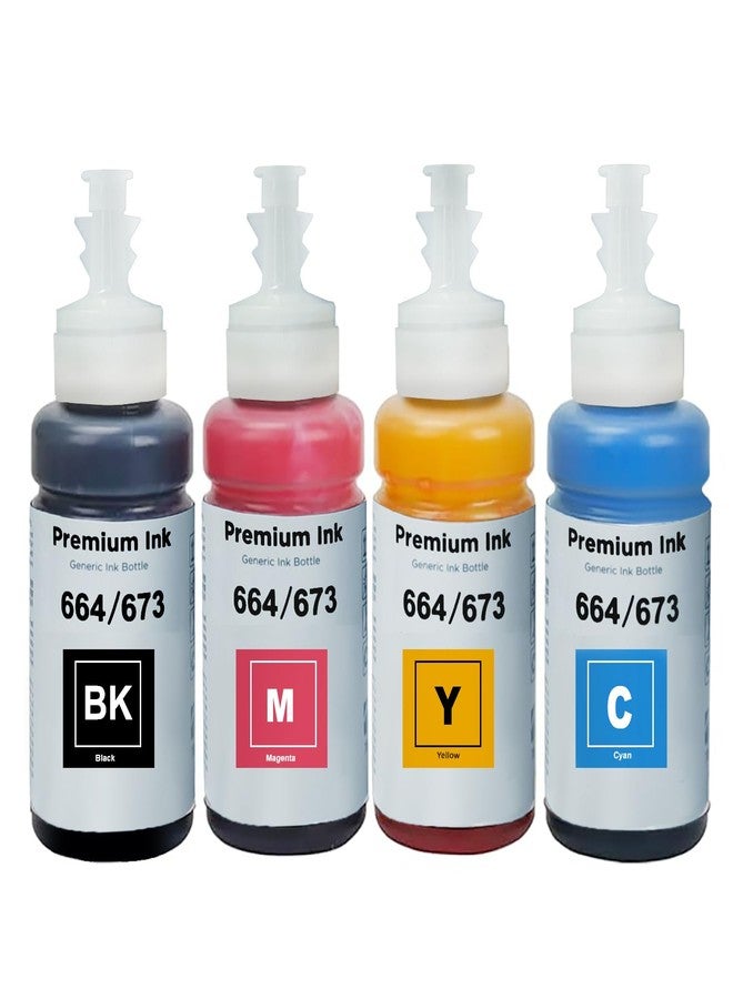 CANOFF T664 Refill Ink Compatible for L310,L361,L380,L405,L565,L365,L485,L220,L360,L130 Printer Black, Cyan, Magenta & Yellow (70ml X 4 Color/Bottle) - Image 1