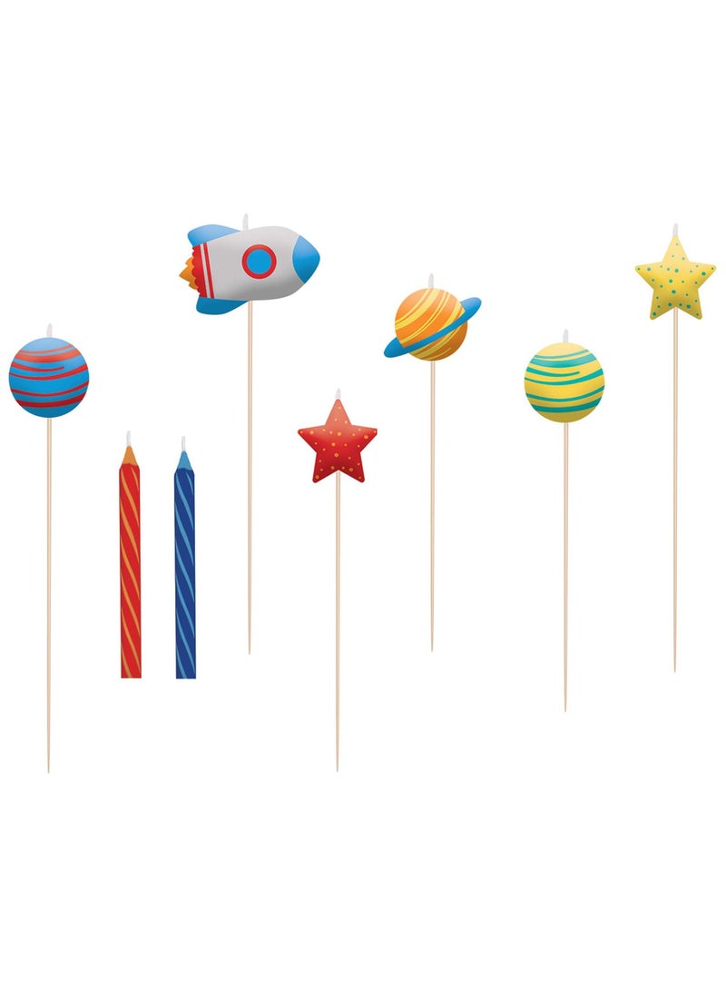 Amscan 1st Birthday Blast Off Premium Tableware Party Supplies Includes Plates, Cups, Cutlery, Napkins, Birthday Candle and Banner for 8 Guests - Image 4