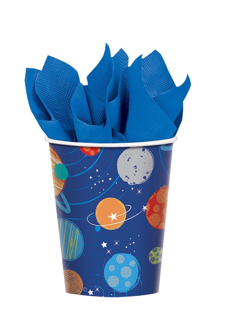 Amscan 1st Birthday Blast Off Premium Tableware Party Supplies Includes Plates, Cups, Cutlery, Napkins, Birthday Candle and Banner for 8 Guests - Image 3