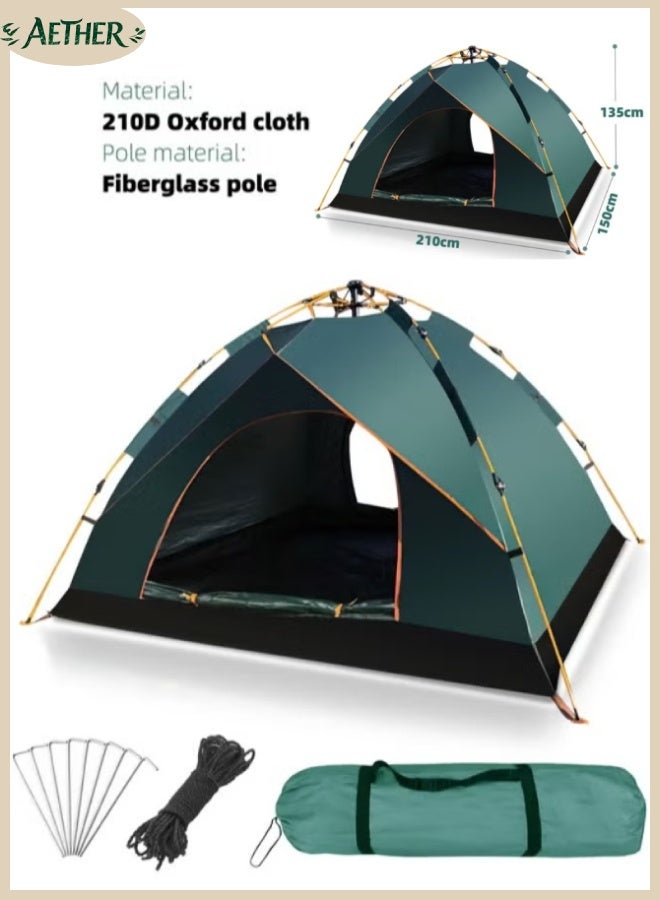 AETHER Camping Tent 3-4 Persons, Pop Up Tents Removable Instant Tent 2 Door Breathable Waterproof UV Protection, Family Dome Tent for Family Outdoor Sports Travel Picnic with Carrying Bag - Image 1