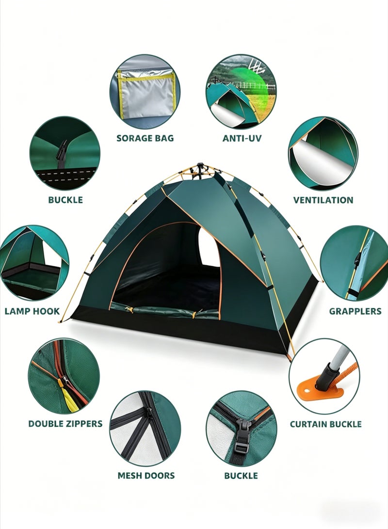 AETHER Camping Tent 3-4 Persons, Pop Up Tents Removable Instant Tent 2 Door Breathable Waterproof UV Protection, Family Dome Tent for Family Outdoor Sports Travel Picnic with Carrying Bag - Image 5
