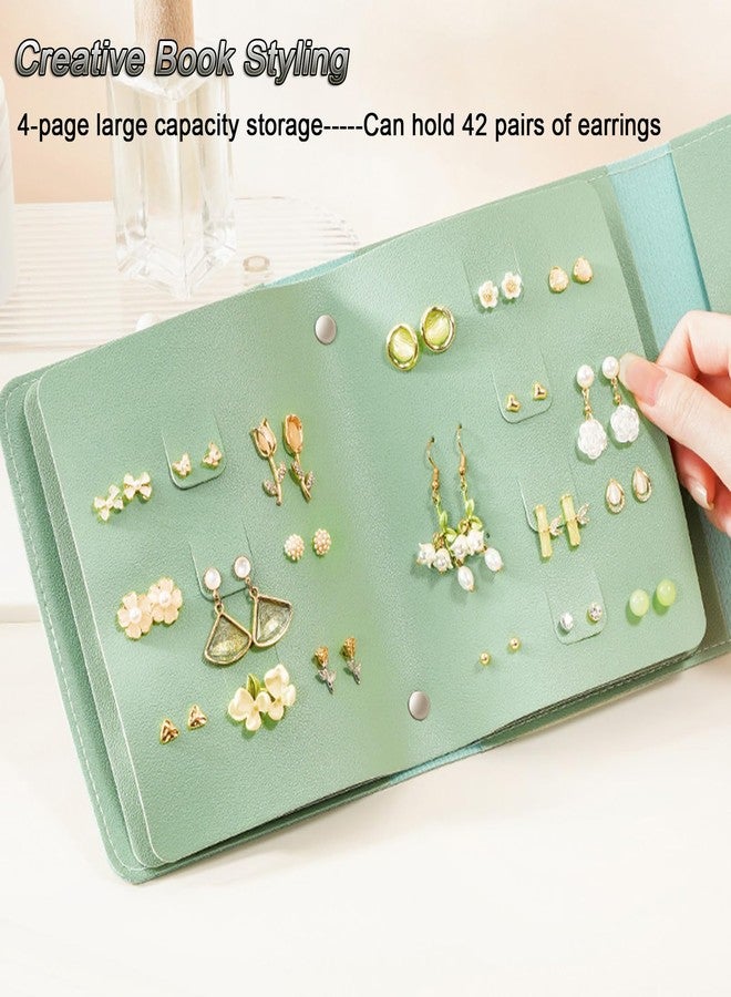 LAKE OF FIRE Earring Holder Organizer with Foldable Book Design Earring Book Organizer, Portable Pu Leather Travel Earring Case (Green) - Image 3