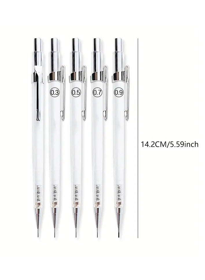 Generic 4-Pack Mechanical Pencils 0.5mm with Lead Refills, Art Sketching  Drawing Pens, No Feather, White Stationery Set  - Image 4