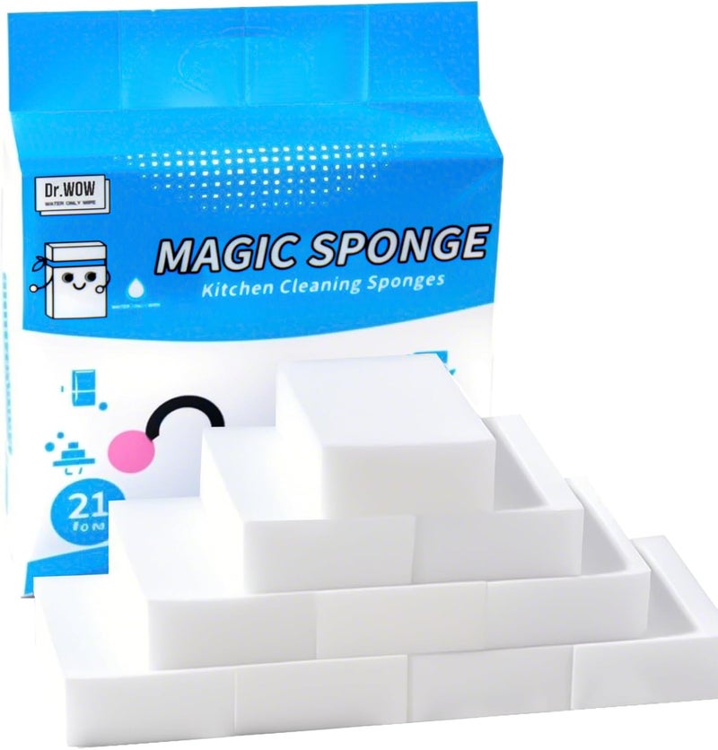 Dr.WOW Melamine Sponges 1.18in - 21 Pack Sink, Bathtub & Tile Cleaner(Extra-Thick) - Image 1