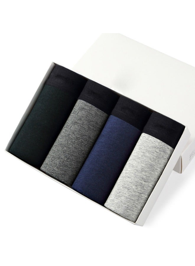 4 Pack Set Men's 95% Cotton Boxers Shorts Briefs Breathable Soft Underpants Summer High Elastic Classic Teenager Underwear - Image 1