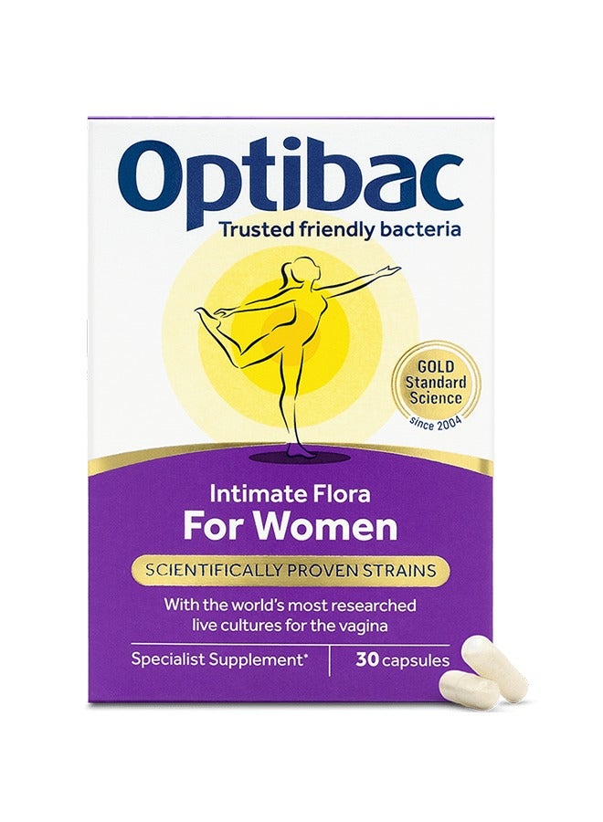 Optibac Probiotics Intimate Flora For Women 30 Capsules Health Support - Image 1