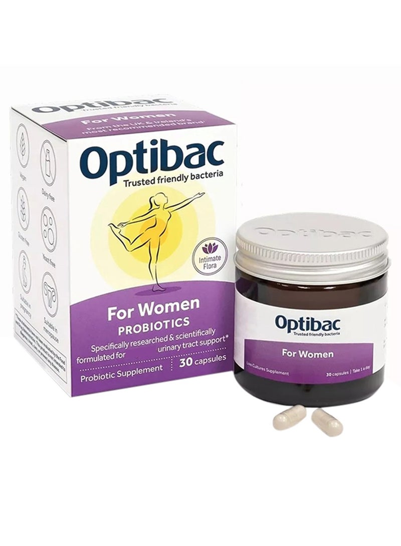 Optibac Probiotics Intimate Flora For Women 30 Capsules Health Support  - Image 1